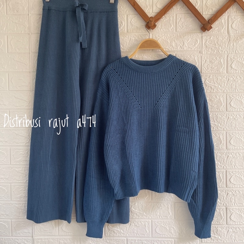 ONESET SWETER RAJUT DINAR OVERSIZE SETELAN KULOT RAJUT