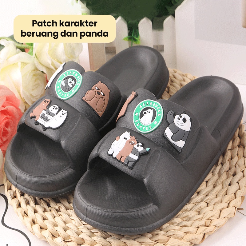 Mainland Sandal Karet Jelly Wanita Lucu Character Sendal Slip On Jelly Rumahan Soft Import AntiSlip HSN125