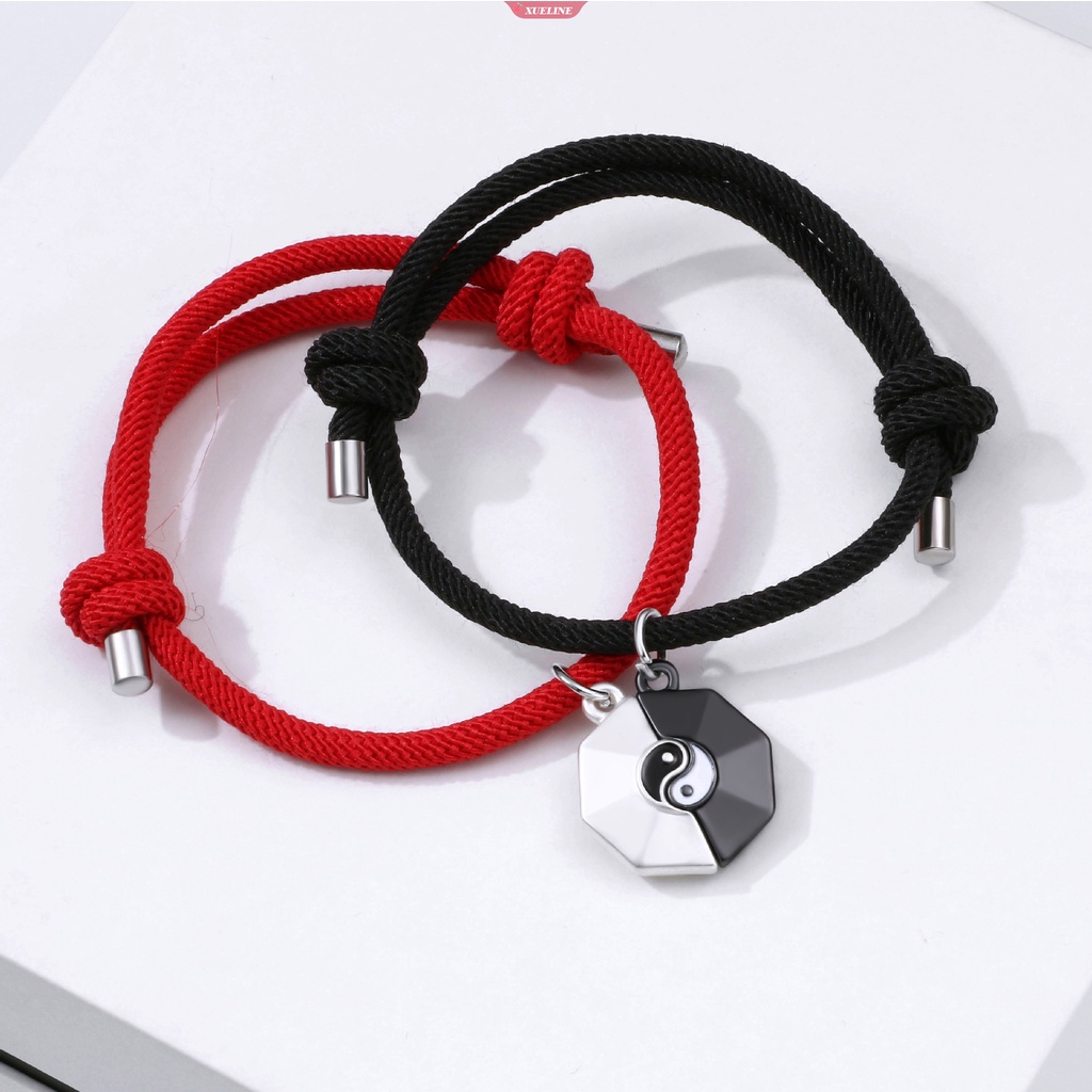 Merah Dan Hitam Gelang 2set retro Gaya Cina taiji alloy braided bracelets Untuk Pria Dan Wanita Pasangan fashion Perhiasan [ZXL]