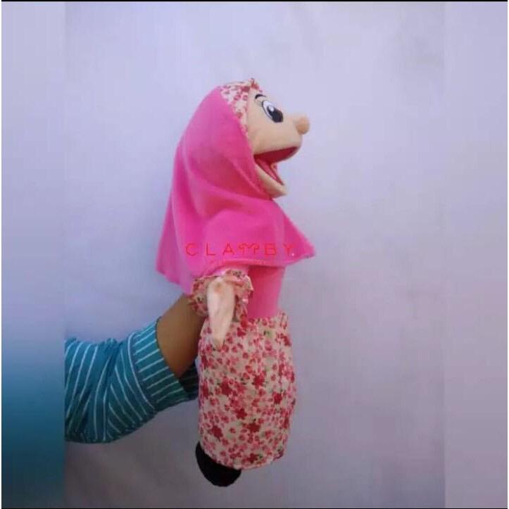 Boneka Tangan Muppet Santri Muslim Berjilbab Mata Bordir | Boneka Edukasi