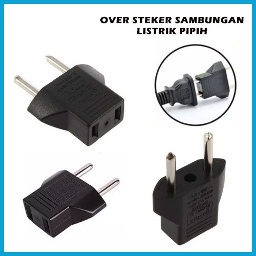 Over Steker/Adaptor Colokan sambungan Listrik Gepeng ke Bulat