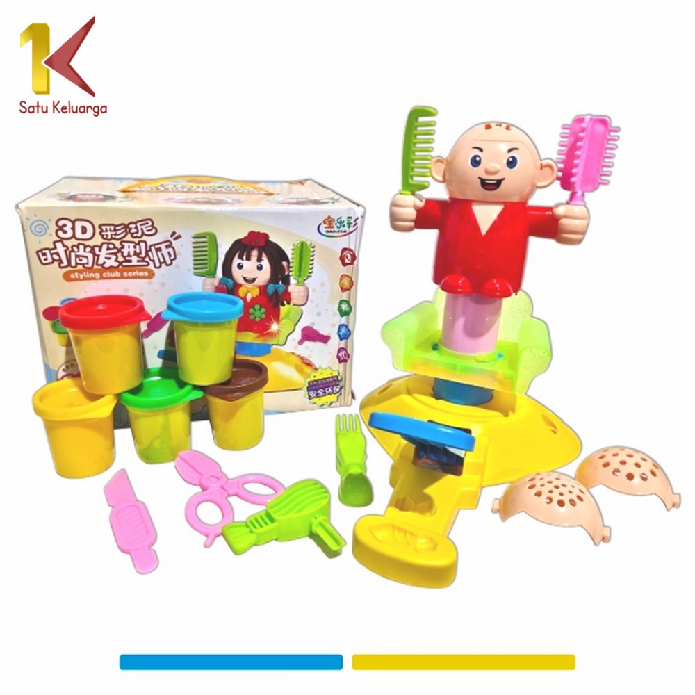 Satu Keluarga Mainan Anak Pangkas Rambut M154 Pretend Play Salon Styling Club Barbershop Toys