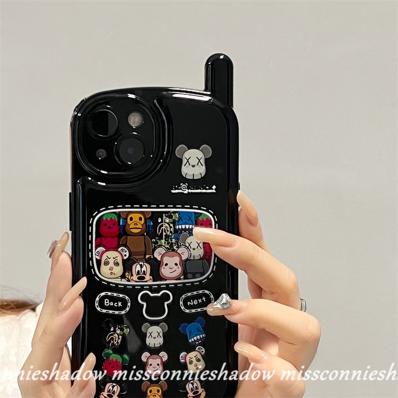 IPHONE Soft Case Kompatibel Untuk Iphone7 8 Plus 11 12 13 14 Pro MAX XR X XS MAX SE 2020trendy Merek Pasang Lucu Beruang Kekerasan Retro Vintage Kepribadian Ponsel Bentuk Ponsel Bantalan Udara Case