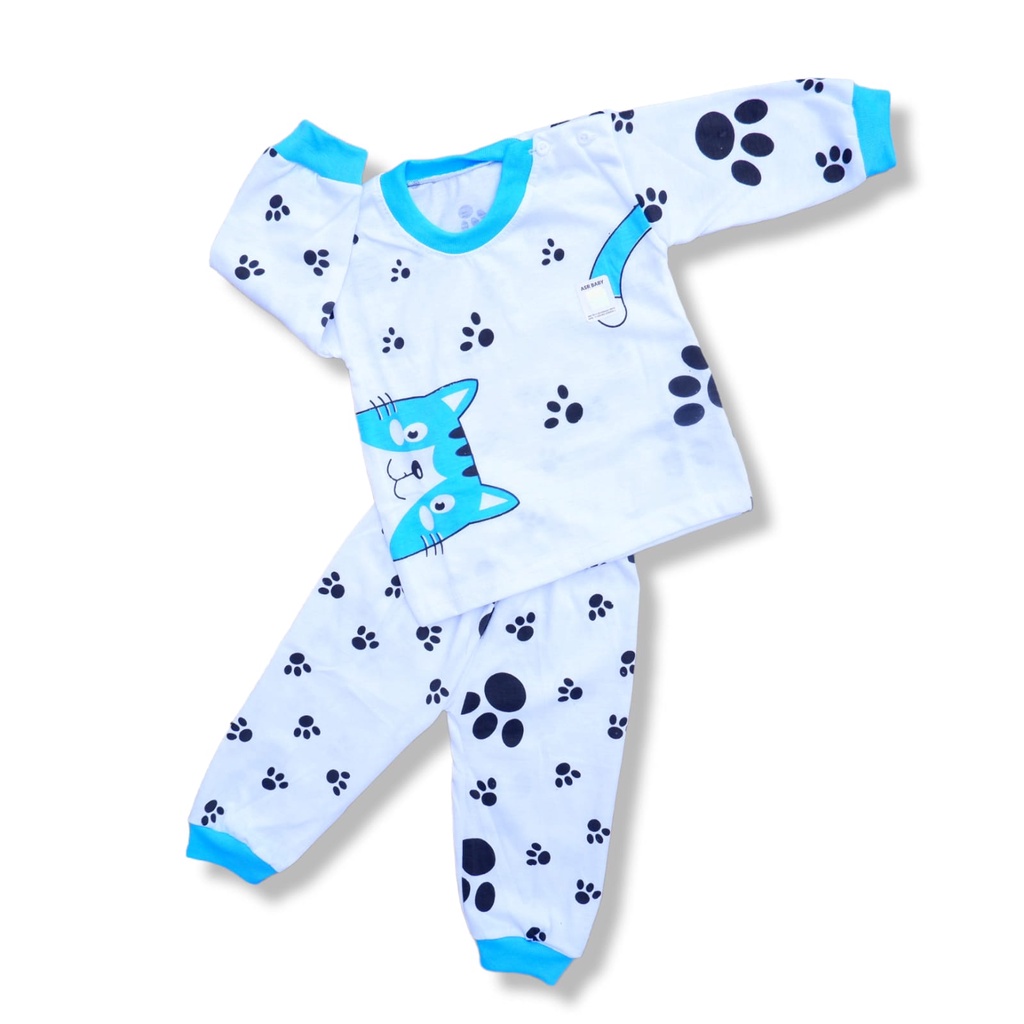 Setelan Panjang Bayi Kancing Pundak SNI 3-18 Bulan Seruni Baby Motif Cat walk