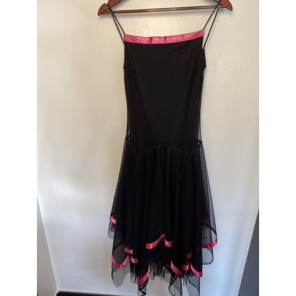 Gaun Tile pesta Cantik dress Maxi model Layers bagian bawah & rinda pink di pingger