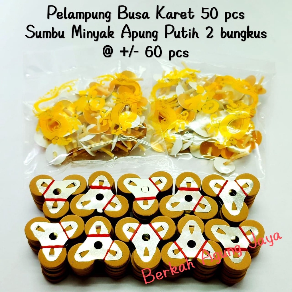 Pelampung Busa Karet 50 pcs + Sumbu Minyak Apung Putih 2 bungkus