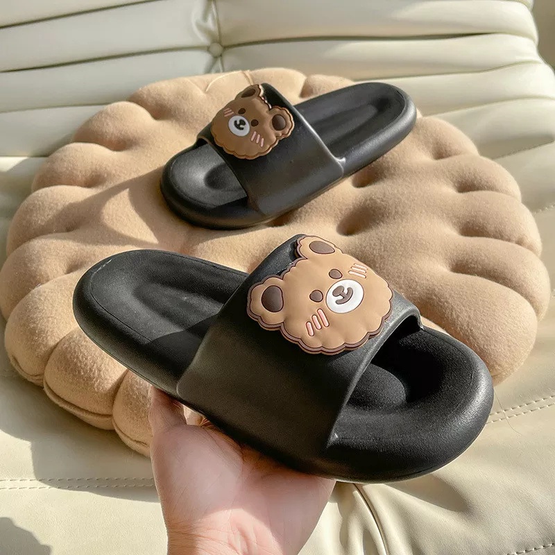 Sandal Slop Wanita EF25 Rubber Sandal Fashion Trendy Motif Bear Lucu Real Pict ACC