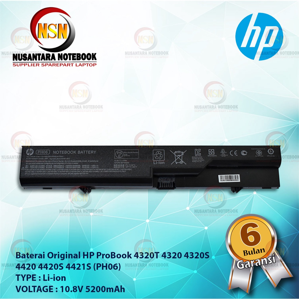 Baterai ORIGINAL HP ProBook 4320T 4320 4320S 4420 4420S 4421S PH06 10.8V 5200mAh