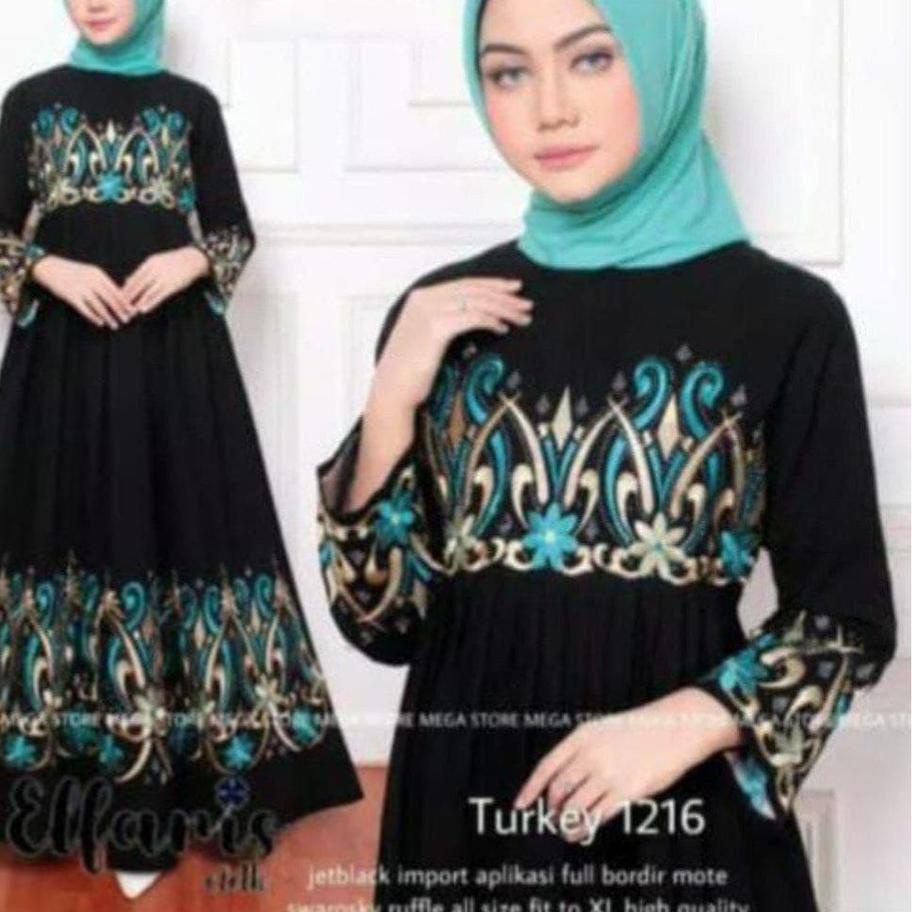 COD✔️Terbaru Baju Abaya Gamis Hitam Turkey Abaya Bordir Bahan JetBlack Lembut Kwalitas Boutique Arab