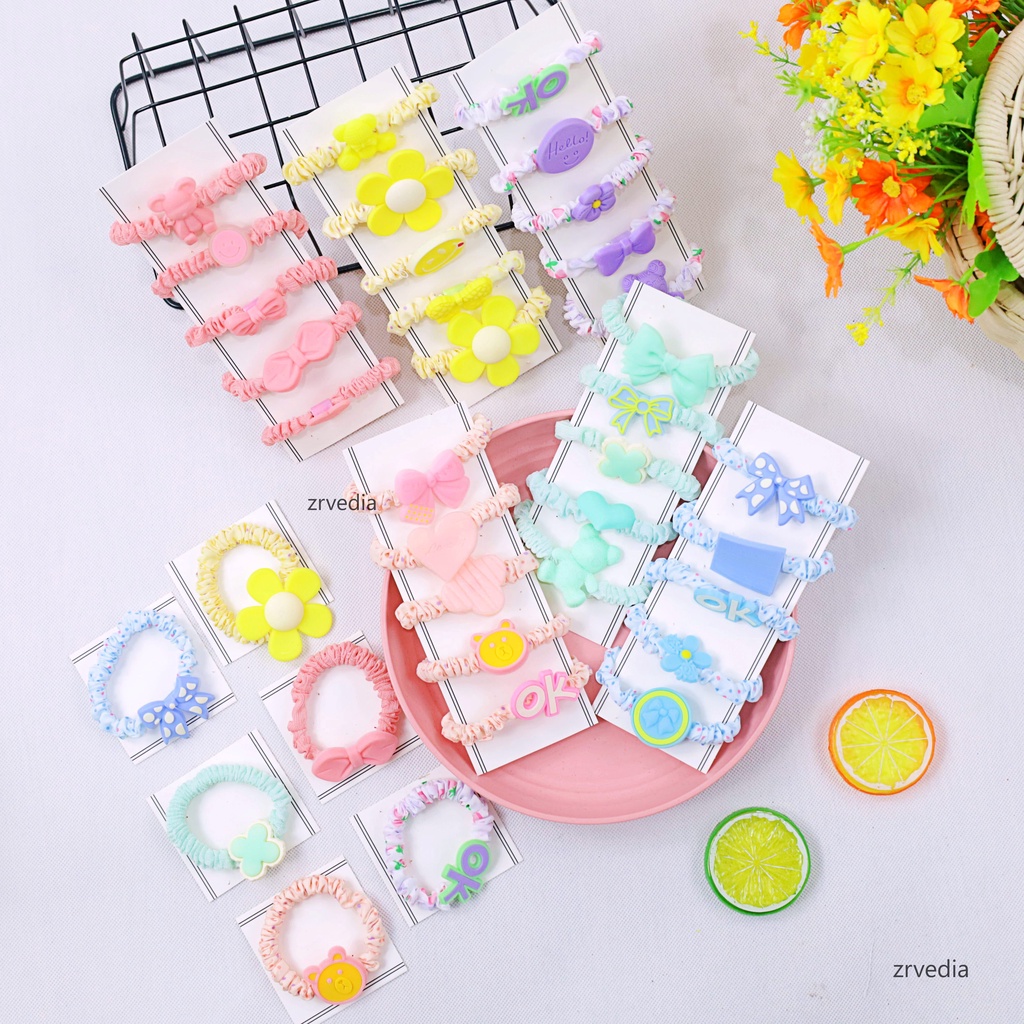 (3 PCS) Ikat Rambut OK! / Aksesories Korea Kunciran Scrunchie Anak Perempuan Kuncir Rambut Lucu Style ZR Vedia