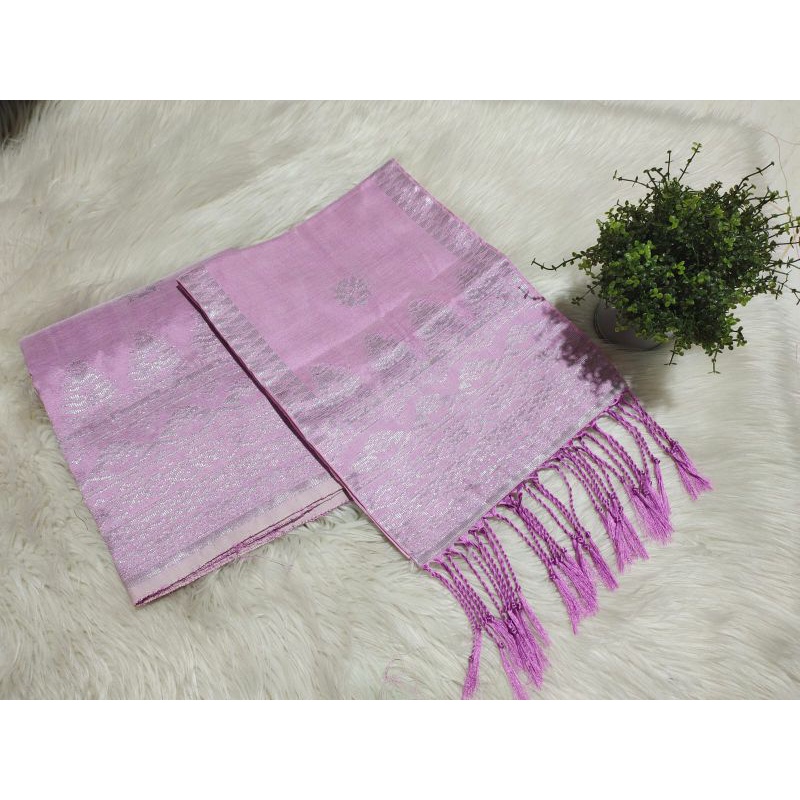 Songket silungkang warna pink soft