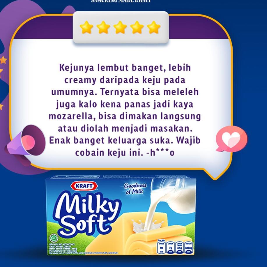 

Terbaru✡ Kraft Milky Soft Keju Cheddar Olahan yang milky creamy , 165g P55 ➵