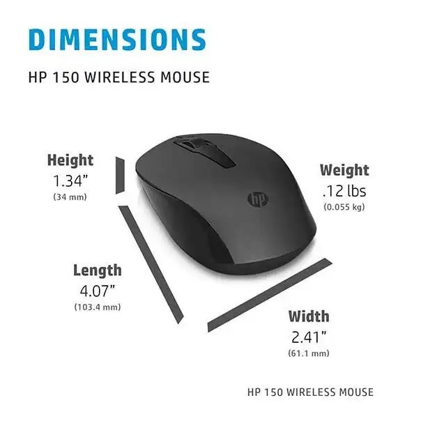 Mouse Wireless HP 150 1600DPI 2.4GHz Mouse