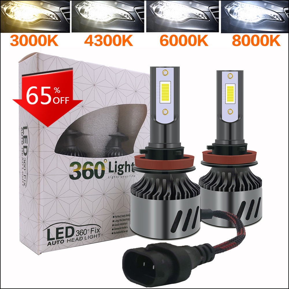 Night knight 1Pasang Lampu Mobil LED 14000LM Lampu LED Otomatis H4 H1 H3 H7 H8 H9 H11 H16 9005 HB3 9006 HB4 3000K 4300K 6000K 8000K