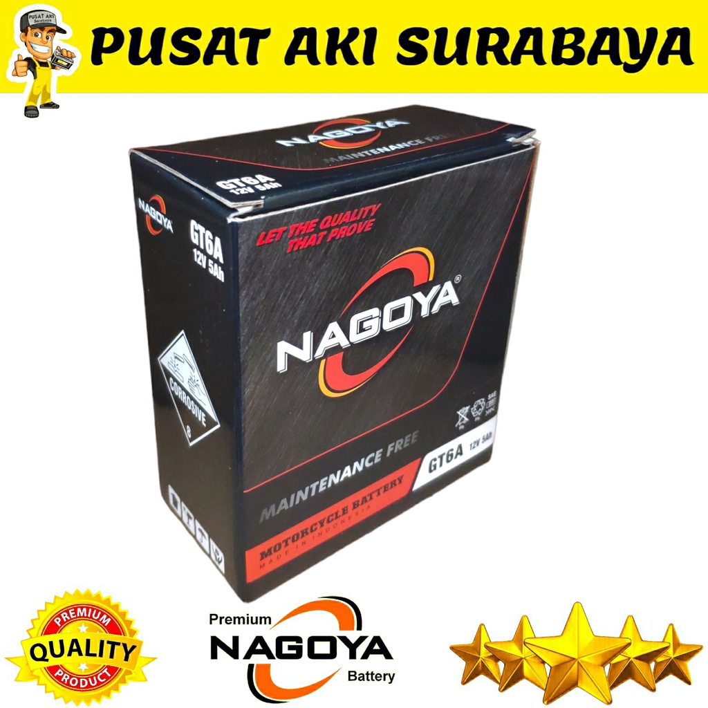 PASTI ASLI AKI NAGOYA GT6A SEPEDA MOTOR SHOGUN 110 MIO KARBU MIO SPORTY JUPITER Z MTX5AL YB5LB YT7C GM5Z