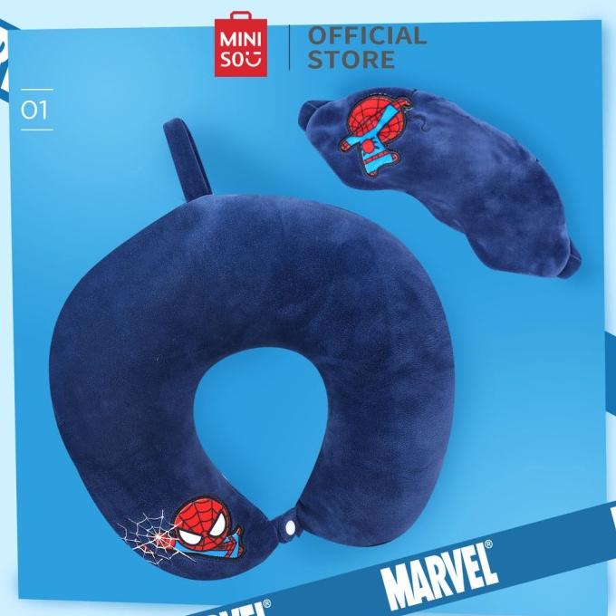 Miniso Bantal Leher dengan Penutup Mata Marvel Series
