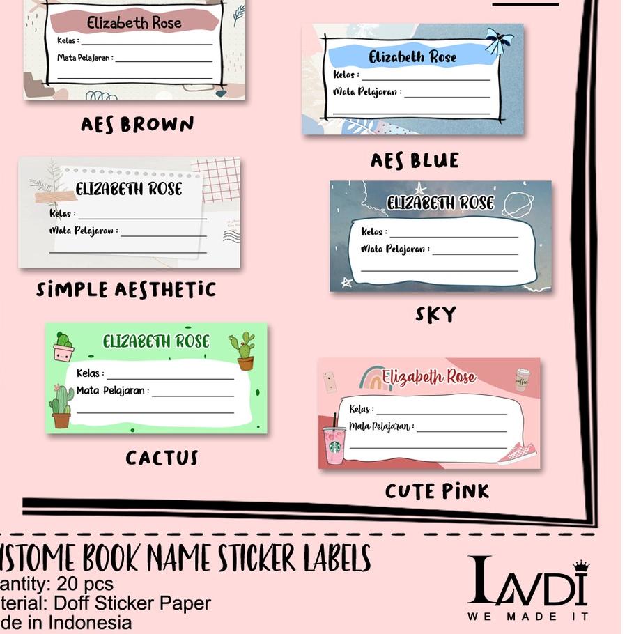 

⇉ Sticker Buku Pelajaran Custom Pakai Nama Aesthetic / Custom Book Name Stickers ₭