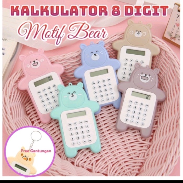 

HEMAT Kalkulator 8 Digit Mini Portable Desain Kartun Beruang
