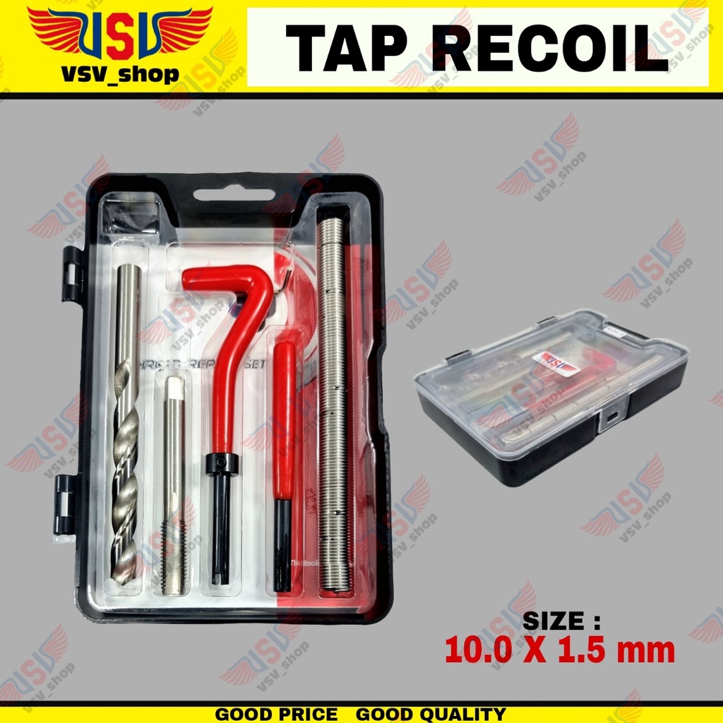 Thread Repair Kit Set M10x1.5 Tap recoil Helicoil Hand Tap Alat Memperbaiki Drat Rusak