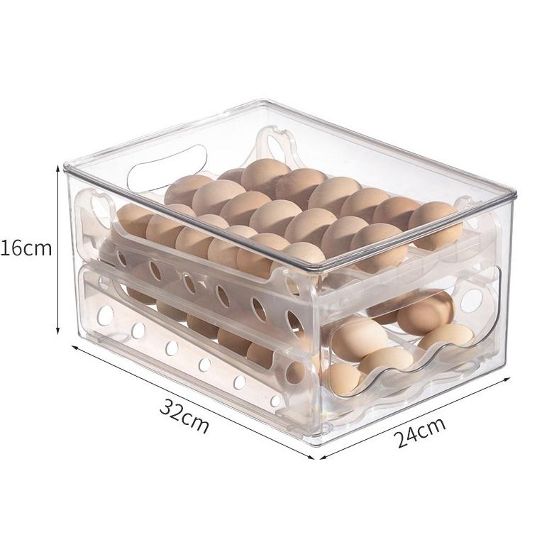 Egg Box Kotak Penyimpanan Telur Rak Telur Acrylic Box Telur 2 Tingkat Box Organizer HSB116 T7B1