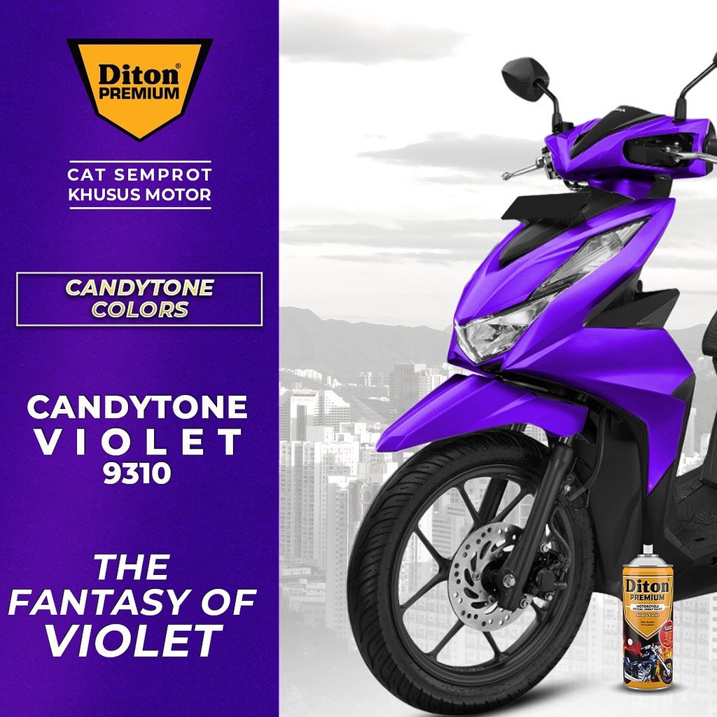 DITON PREMIUM 400CC CAT SEMPROT MOTOR CANDYTONE VIOLET 9310 / AEROSOL SPRAY PYLOX / CANDY COLOR