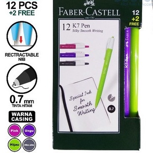 

Faber Castell Pulpen Ballpoint K7 Pen 0.7mm Black Inkbox - Lusin