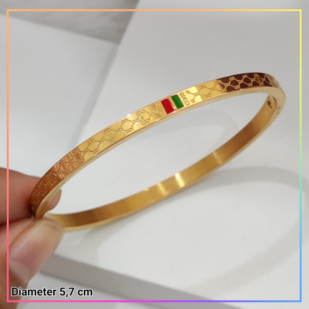 Gelang titanium/stainless steel isi 3pcs Gelang Premium Polos Warna Gold dan Silver Perhiasan Wanita Anti Karat GT 362