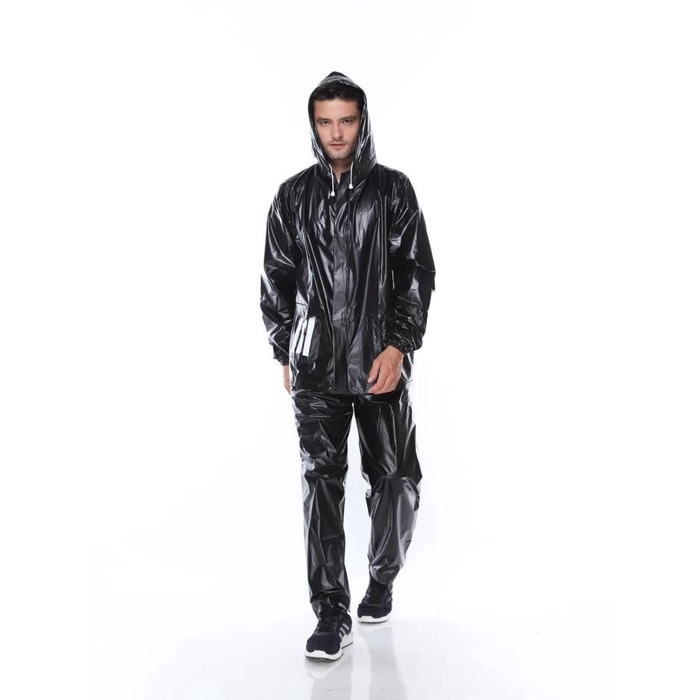 JAS HUJAN SETELAN DEWASA PVC PREMIUM RAINCOAT MANTEL BROMO 3G - HITAM