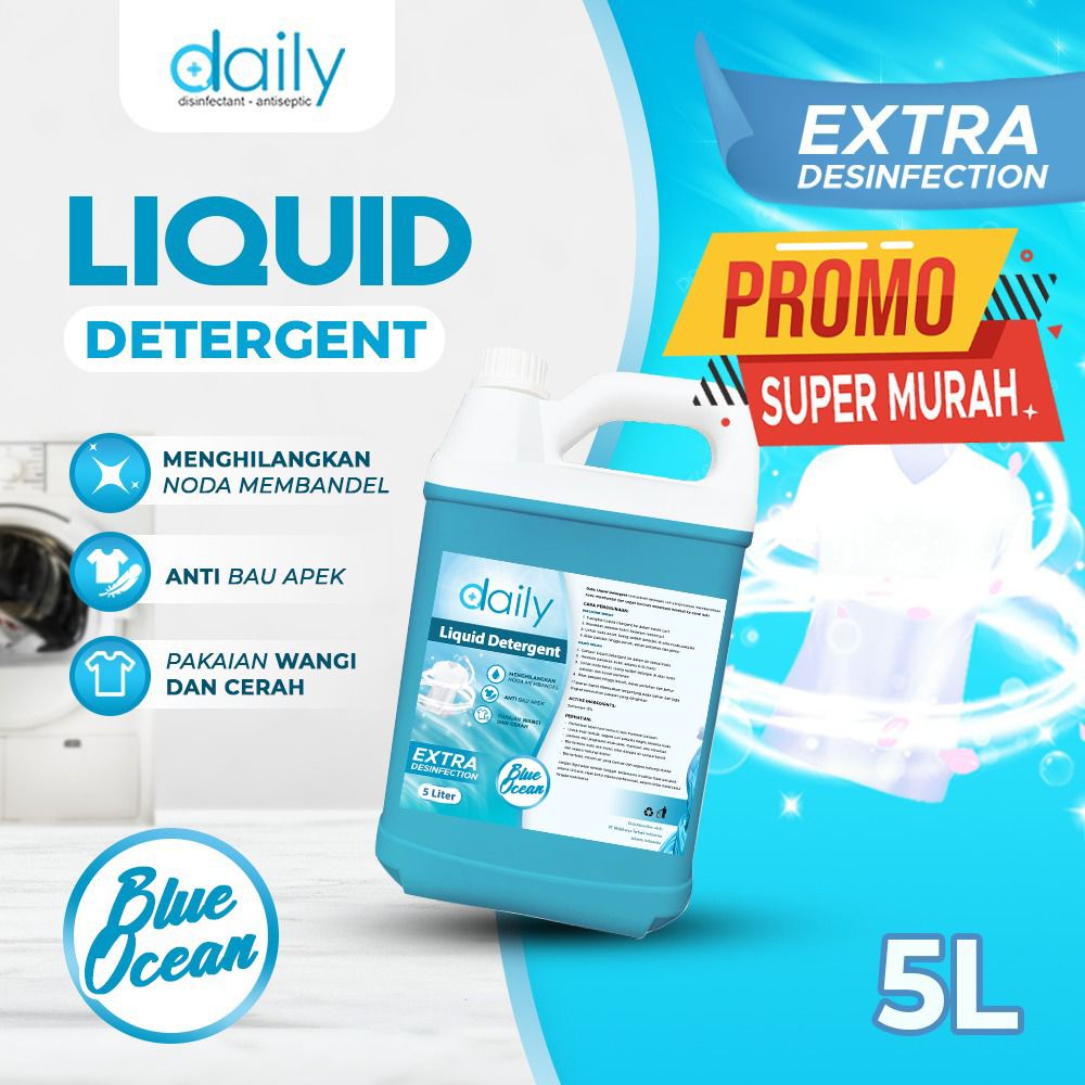 DETERJEN CAIR PREMIUM LIQUID LAUNDRY DETERGENT DAILY 5 LITER AROMA BLUE OCEAN - SWEET CHARM - ORCHID FOREST