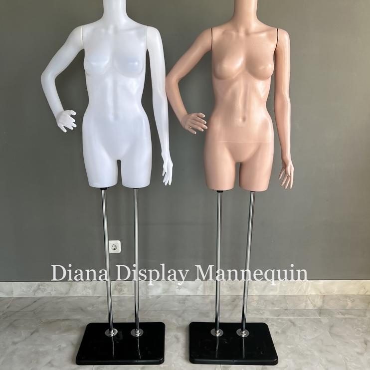 Serbu Discount PATUNG MANEKIN BAJU BODYFIT WANITA SETENGAH BADAN DENGAN KEPALA DAN TANGAN PLASTIK SE