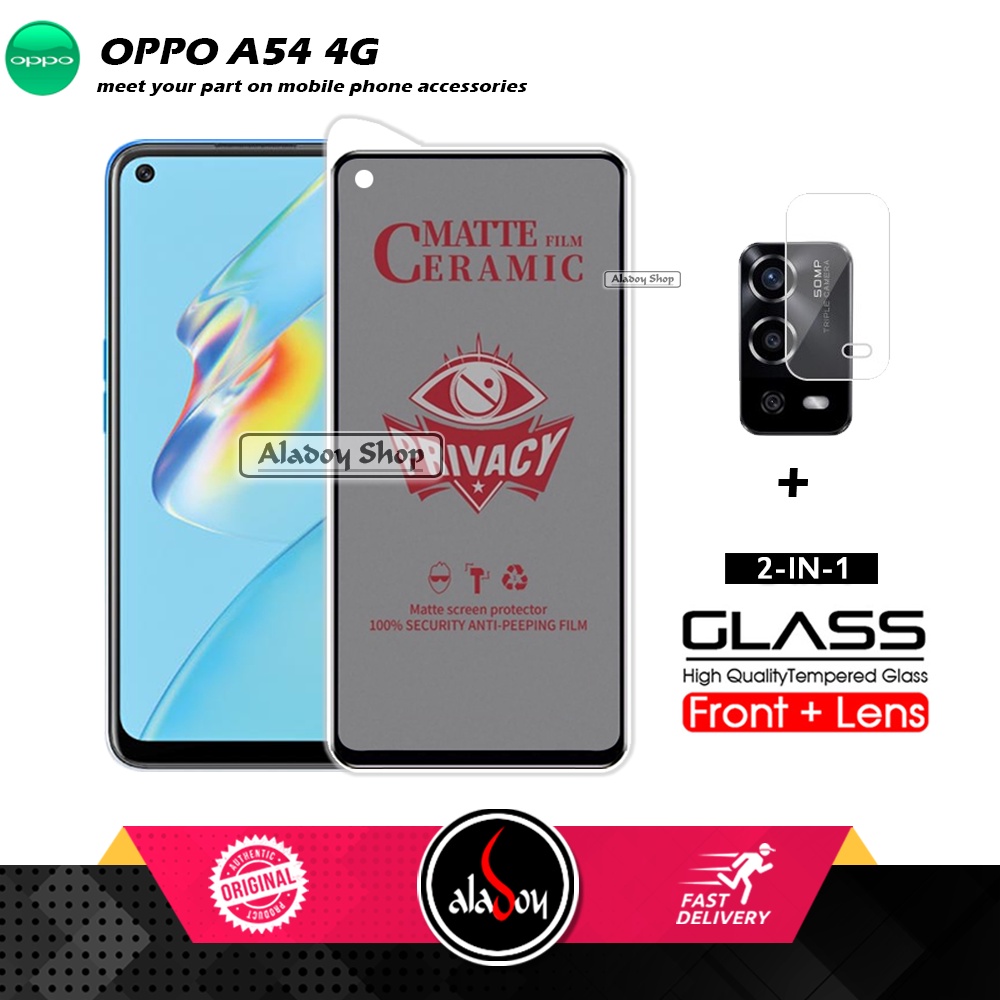 PAKET 2IN1 Anti Gores Privacy Oppo A54 4G + Tempered Glass Kamera