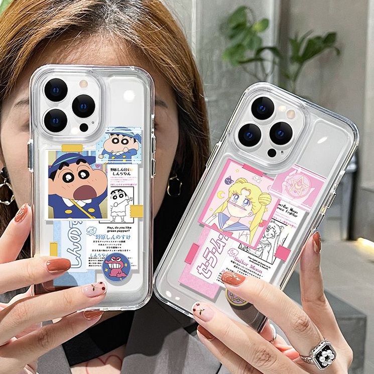 IPHONE Casing Lucu Anak Laki-Laki Perempuan Cantik Shockproof Soft Phone Case Kompatibel Untuk Iphone11 14 13 12 Pro XS Max X XR 78 6 6S Plus Casing Transparan TPU Cover