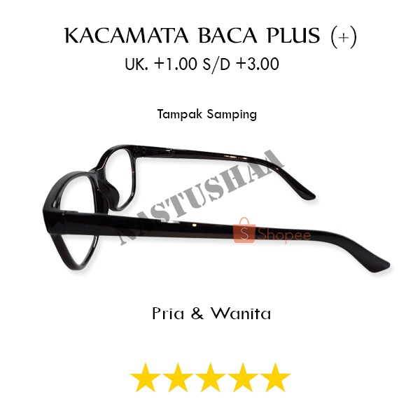 Kacamata Baca Rabun Dekat Ukuran +1.00 s/d +3.00 Kacamata Plus Untuk Pria Wanita Frame Hitam FREECASE