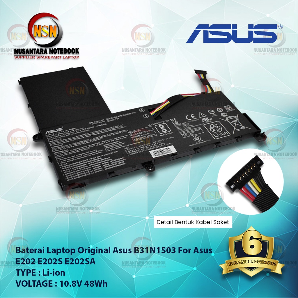 Baterai Original Asus E202 E202S E202SA B31N1503 11.4V 48Wh