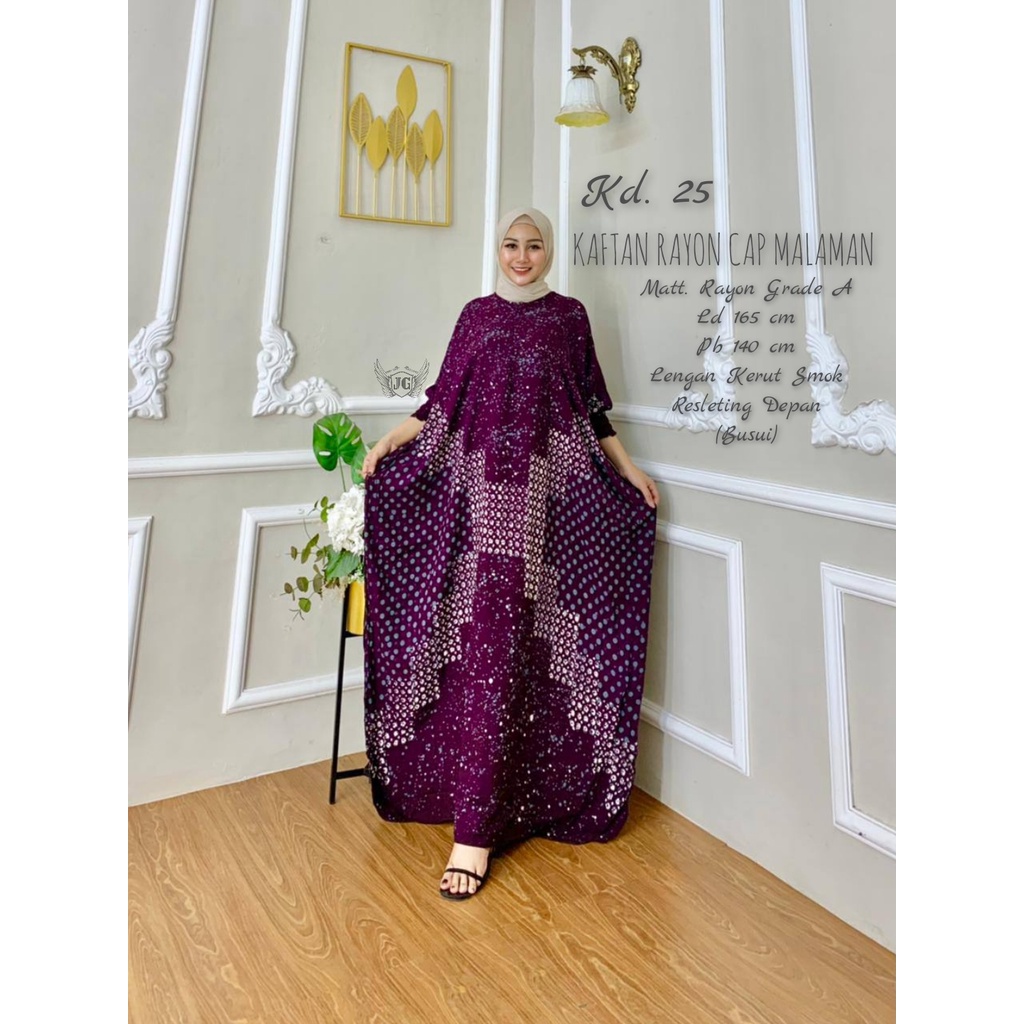 Gamis Kaftan Wanita Twill Rayon Premium Batik Malaman Pekalongan Original