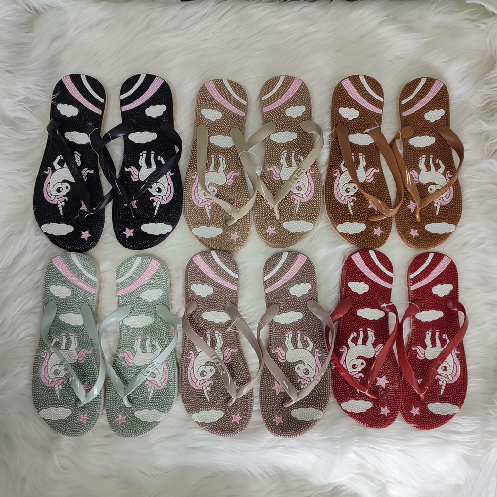 [ Pplus ] Sandal Wanita Motif Unicorn Lucu