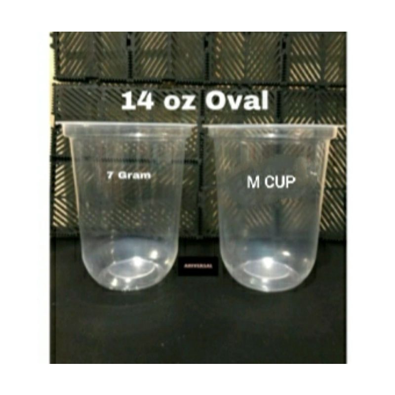 Gelas Cup Plastik Pp 14 Oz Oval ( M CUP) 7 gram 1 roll 50 pcs