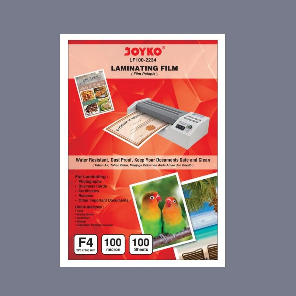 

[PRODUK ZPJ8E] plastik laminating F4 joyko laminasi panas hot 100 micron ZFV