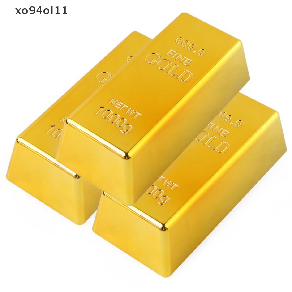 Xo Emas Batangan Palsu Plastik Golden Paperweight Dekorasi Rumah Batangan Bullion Simulasi OL