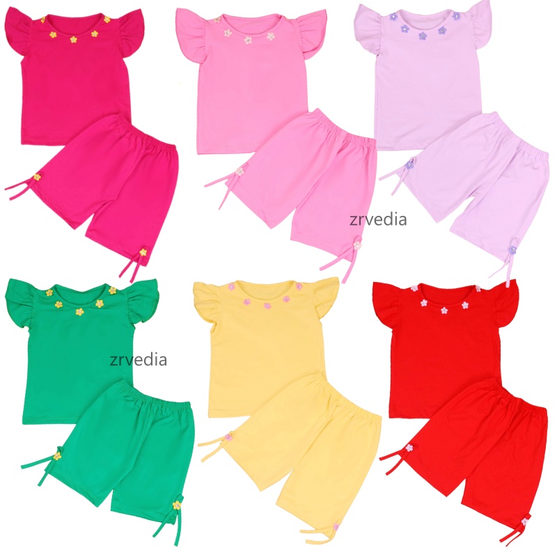 Setelan Oceana Bayi-4 Tahun / IMPORT Baju Lengan Celana Pendek Pakaian Baby Adem  Anak Perempuan