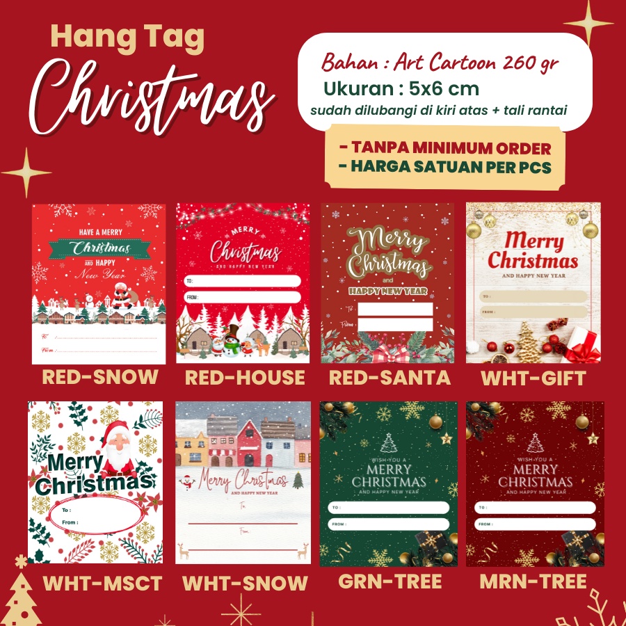 

Hangtag Natal 5x6 cm Hang Tag Label Merry Christmas Art Carton 260gr by Soogan