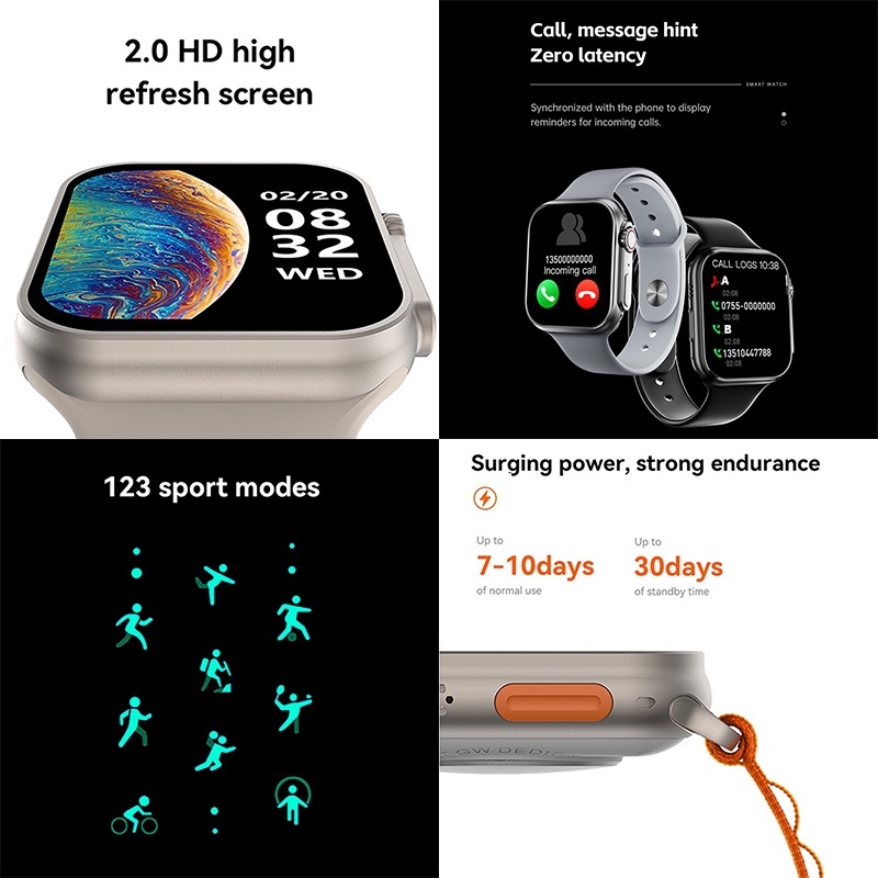 FREE BONUS❤️DT8 Ultra Max Smartwatch (Watch Ultra 1:1 copy), NFC, full screen, wireless charging, GPS for iPhone Xiaomi Android