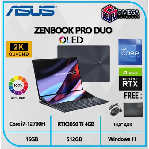 ASUS ZENBOOK PRO DUO UX8402ZE i7-12700H 16GB 512GB RTX3050Ti 14.5&quot;2.8K