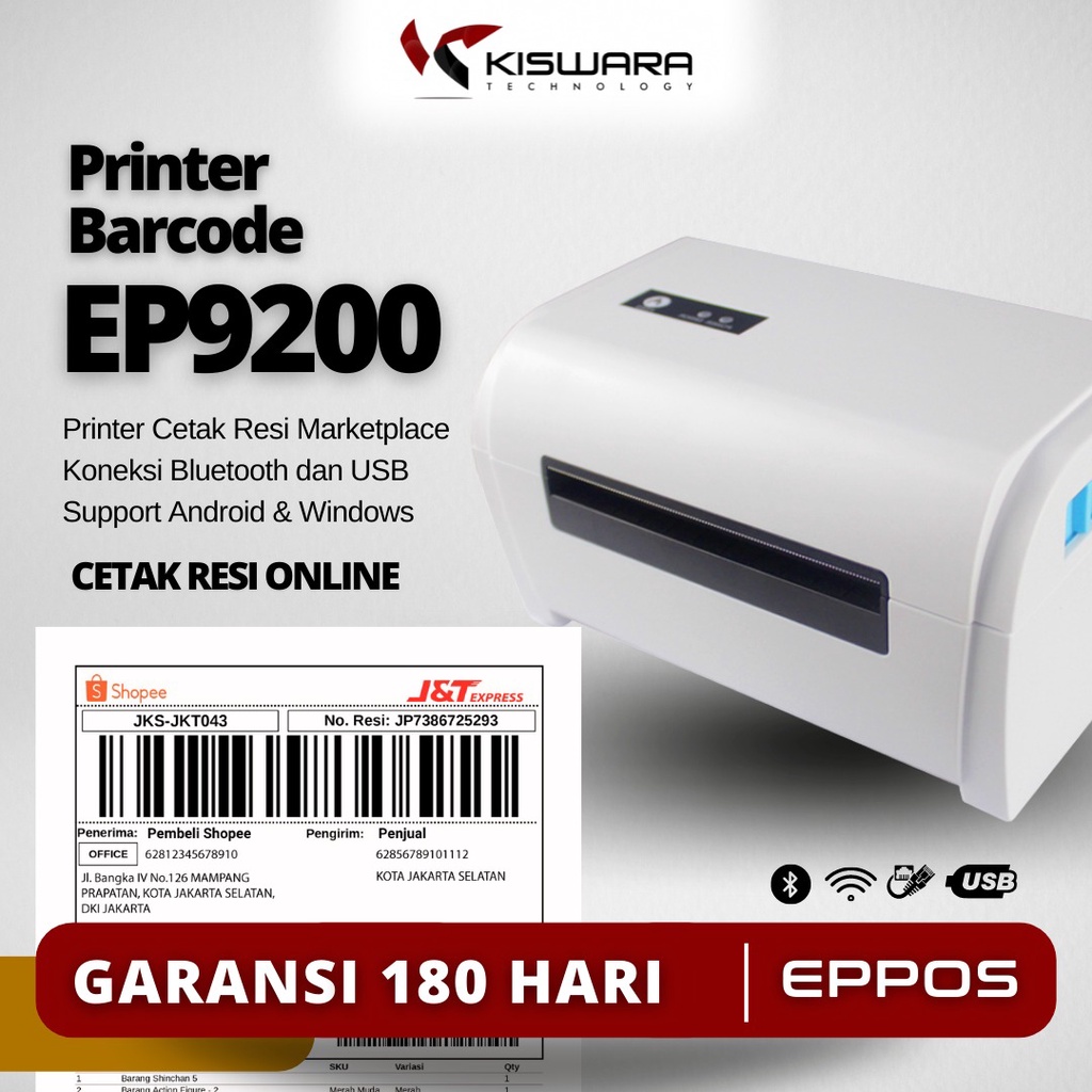 Printer Barcode printer Ressi Shopee Thermal EPPOS EP9200UB USB BLUETOOTH