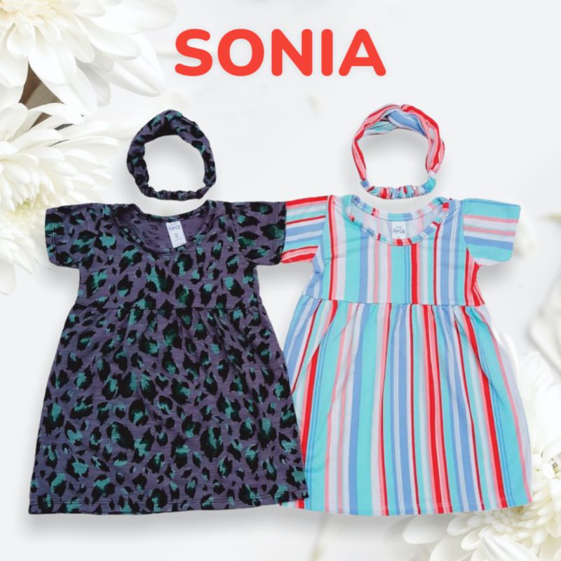 3bln - 2th [BEBAS PILIH MOTIF] gratis bando SONIA DRESS baby dress dress bayi dress anak baju bayi