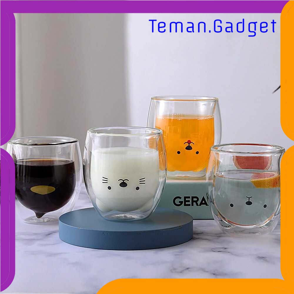 TG - DPR LETUZI Cangkir Kopi Anti Panas Double-Wall Glass Cute Cartoon 250ml