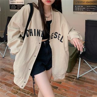 Jacket Varsity CHINE NESSEL Sweater Baseball Pria Wanita Kasual Santai Ala Korean Fashionable Stylish