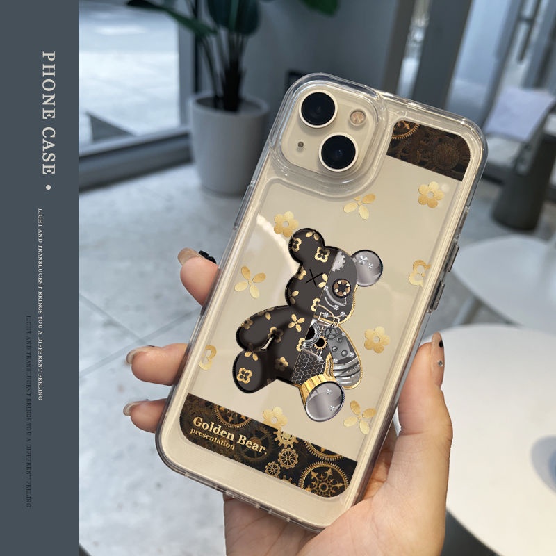 IPHONE Powr Bear Soft Phone Case Lucu Kompatibel Untuk Iphone11 14 13 12 Pro XS Max X XR Casing Tahan Guncangan7 8 6 6S Plus Cover TPU Transparan