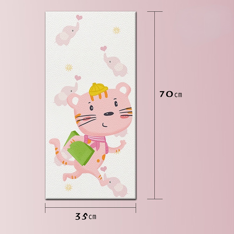 Wallpaper Hewan Kartun Perekat Diri Tahan Air Anti-Tabrakan Pengurangan Kebisingan Stereo Lembut Untuk Tk Stiker Dinding 3D Kamar Anak Anak