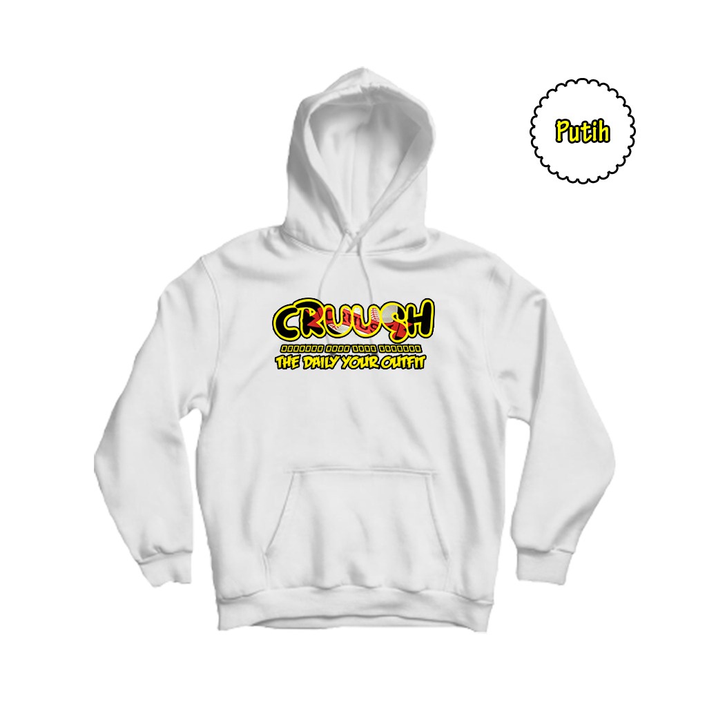 CRUUSH - Jaket Hoodie Cruush Putih Premium Unisex Bahan Flacee Tebal